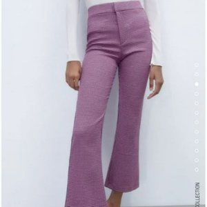 NWT Zara | XS | Pink & Black Houndstooth pants/trousers